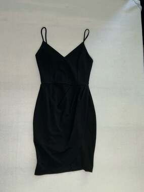 Black Wrap Mini Dress Rachel Green LBD Date Night Whimsigoth 90s Y2K